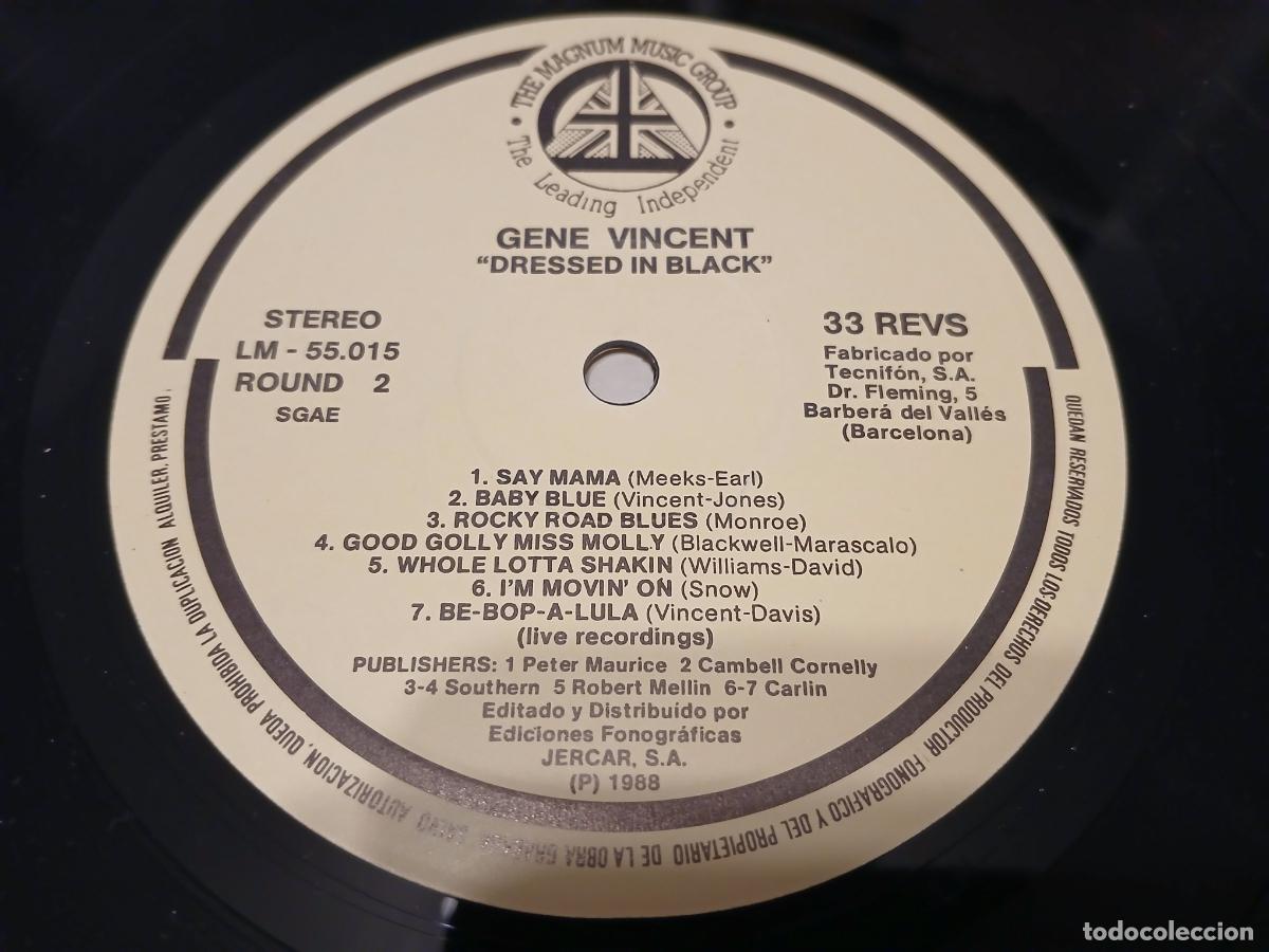 Discos de vinilo: Gene Vincent -Dressed in black- (1982) LP disco vinilo - Foto 5