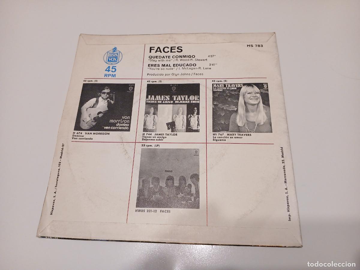 Discos de vinilo: Faces -Qu&eacute;date conmigo / Eres mal educado- (1971) single - Foto 4
