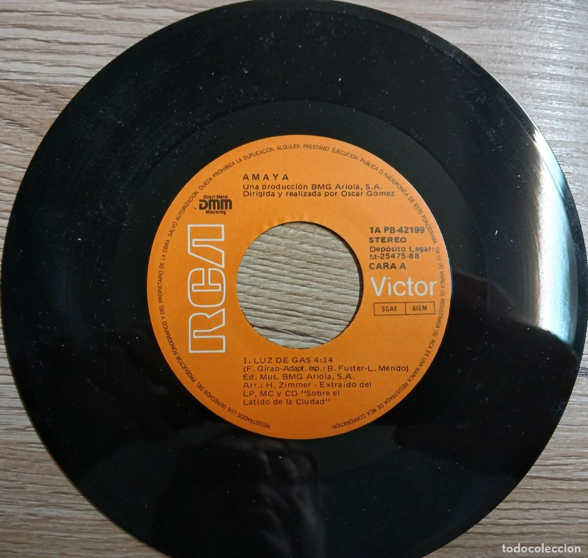 Discos de vinilo: DISCO VINILO SINGLE AMAYA (LUZ DE GAS) - Foto 4