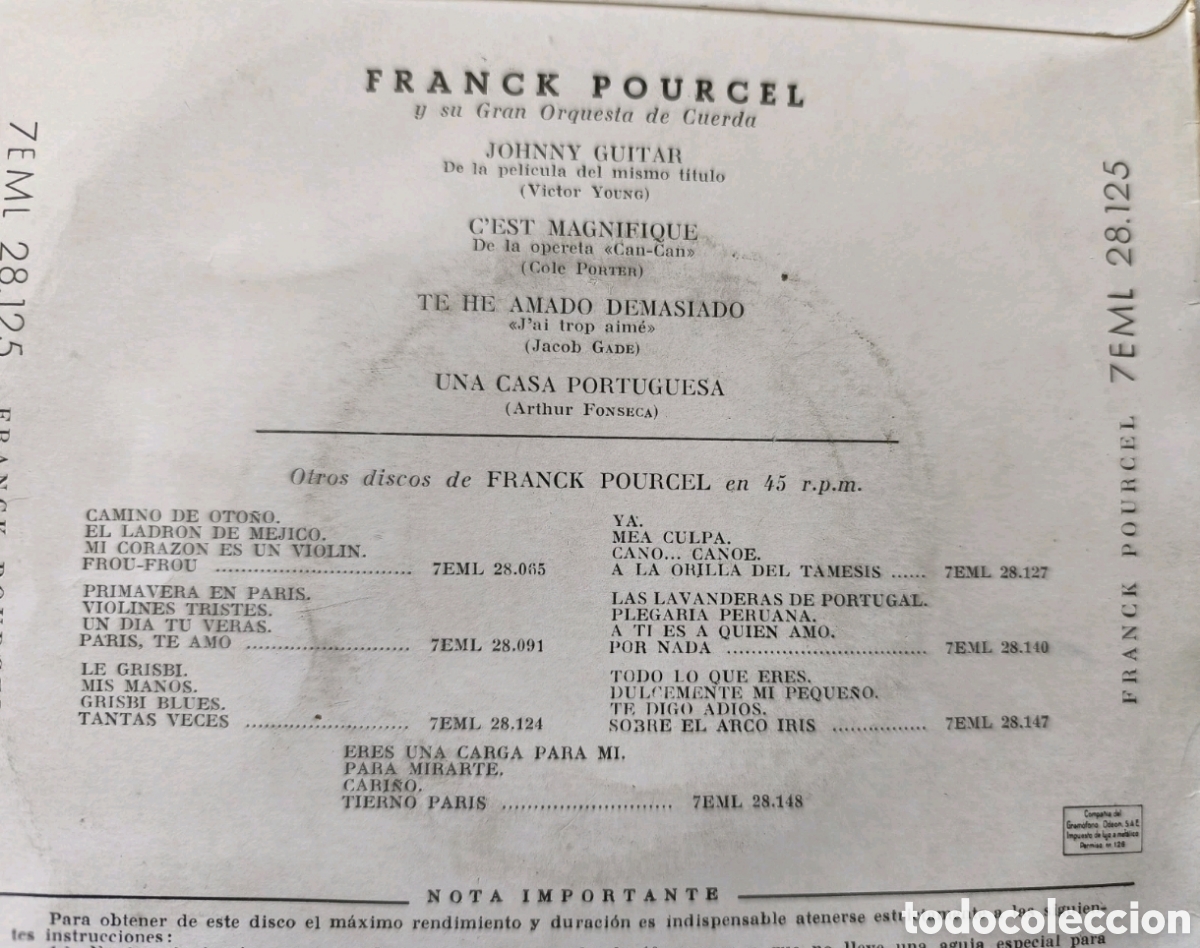 Discos de vinilo: Johnny Guitar (Franck Pourcel) - Foto 2