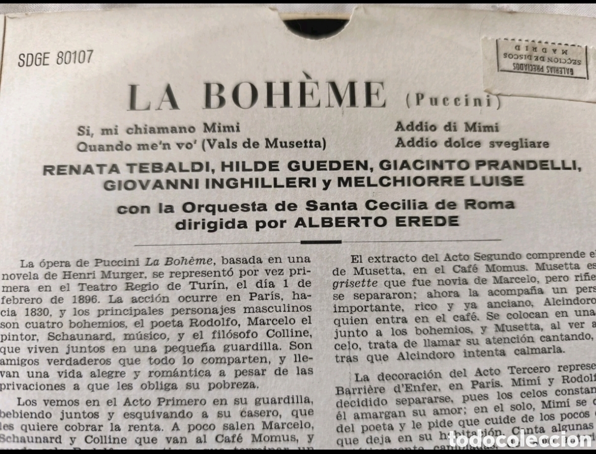 Discos de vinilo: La Boh&egrave;me (Puccini) Renata Tebaldi - Foto 2