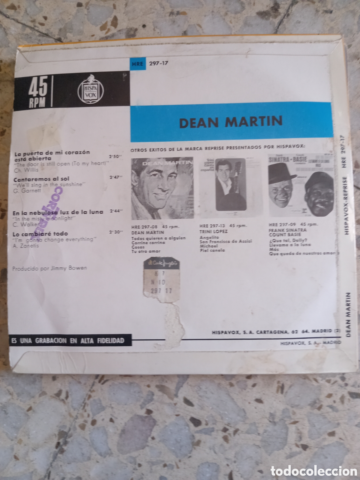 Discos de vinilo: EP DEAN MARTIN LA PUERTA DE MI CORAZON 1964 - Foto 2