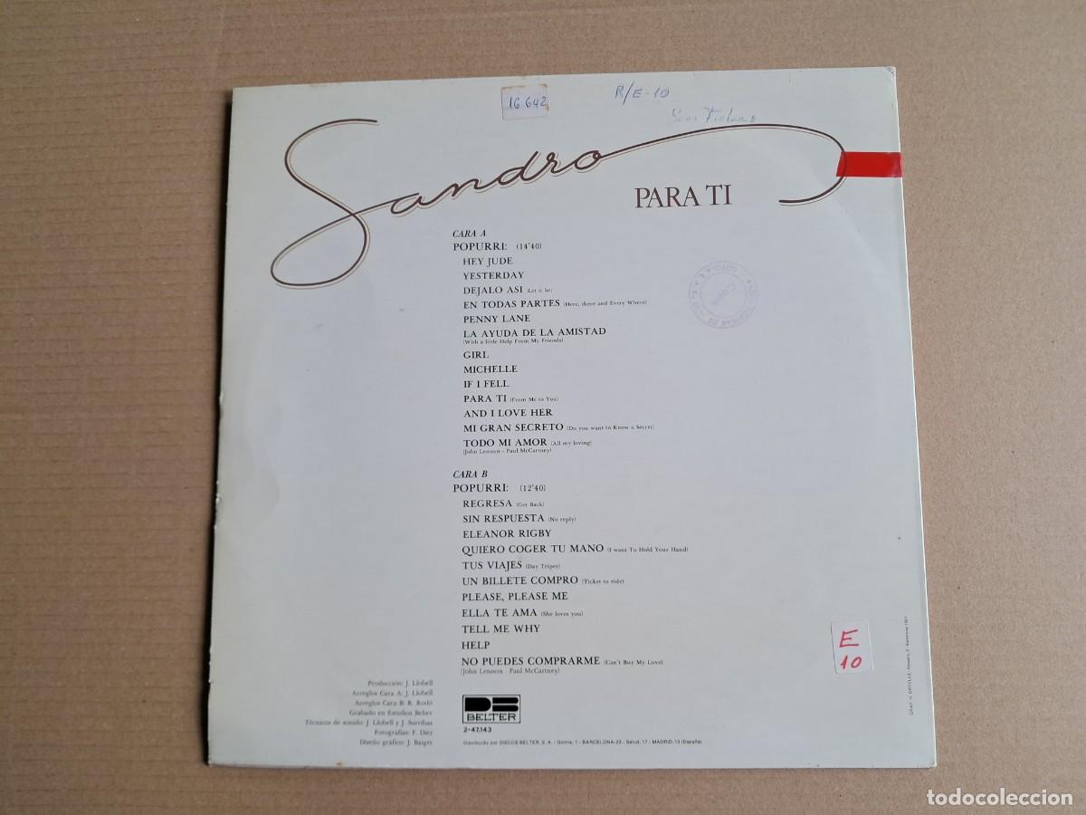 Discos de vinilo: SANDRO - PARA TI LP 1981 - Foto 3