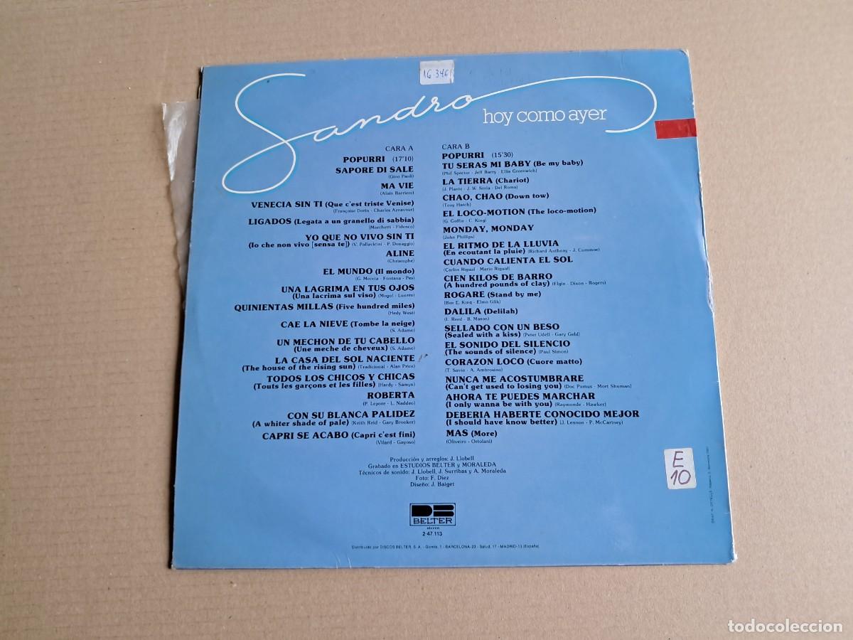Discos de vinilo: SANDRO - HOY COMO AYER LP 1981 - Foto 6