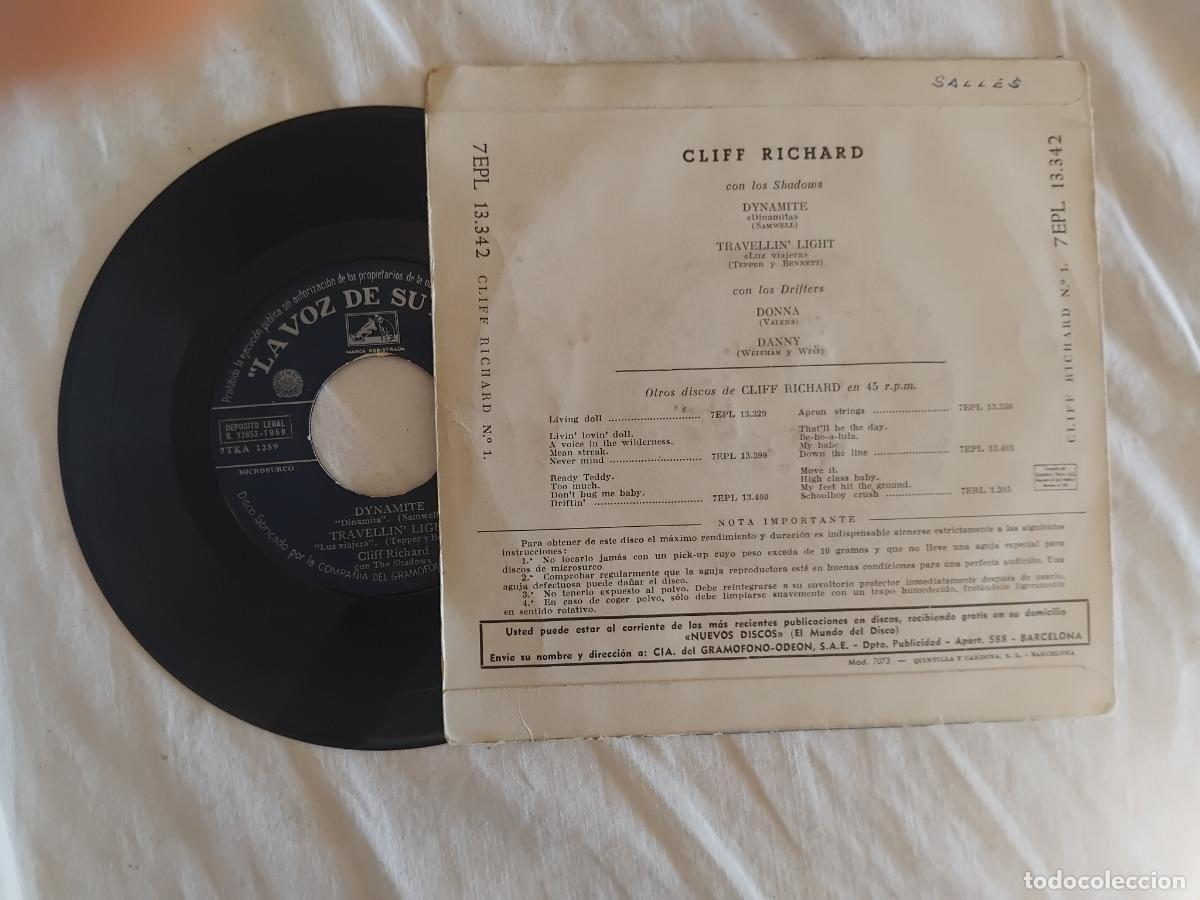Discos de vinilo: CLIFF RICHARD. DYNAMITE + 3. EP LA VOZ DE SU AMO - Foto 2