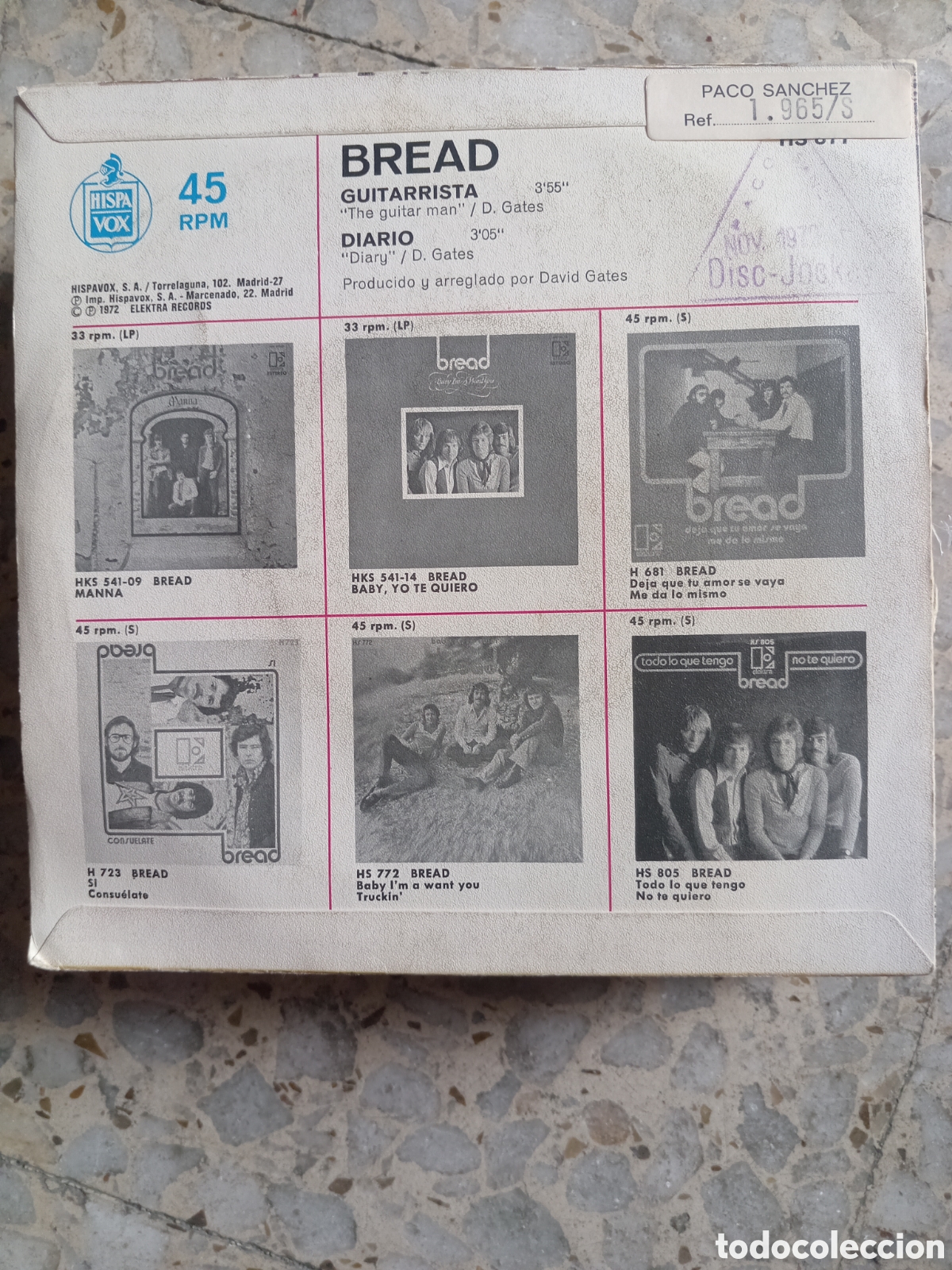 Discos de vinilo: SGL BREAD GUITARRISTA 1972 - Foto 2