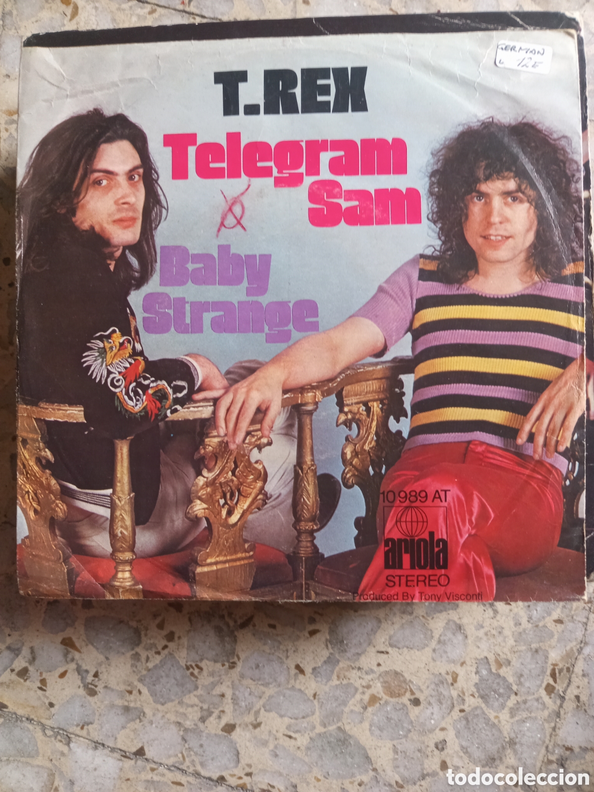 Discos de vinilo: SGL T REX TELEGRAM SAM 1972 GERMANY - Foto 1