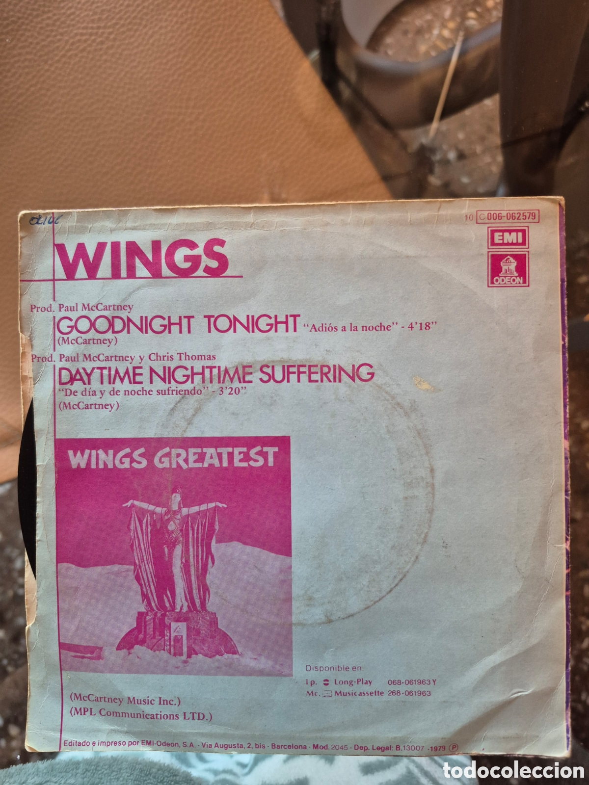 Discos de vinilo: Disc de vinil de 45 WINS &rdquo;Adi&oacute;s a la noche&rdquo; - Foto 2