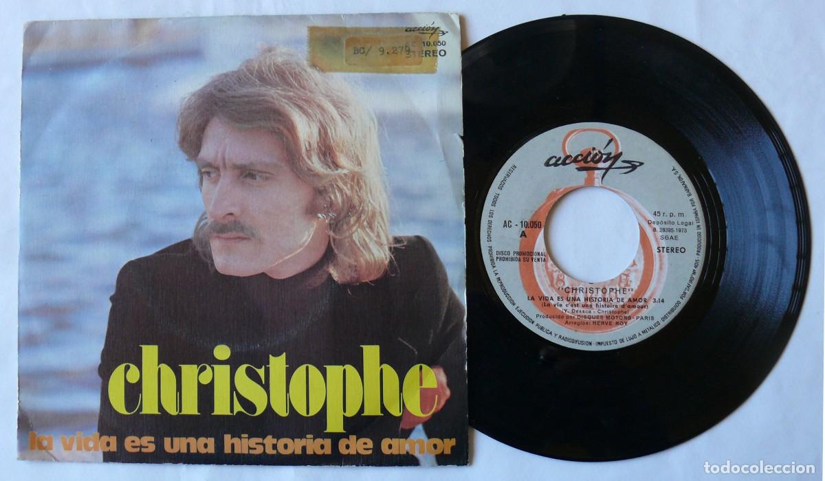 Discos de vinilo: Christophe - La vida es una historia de amor - Single - Foto 1