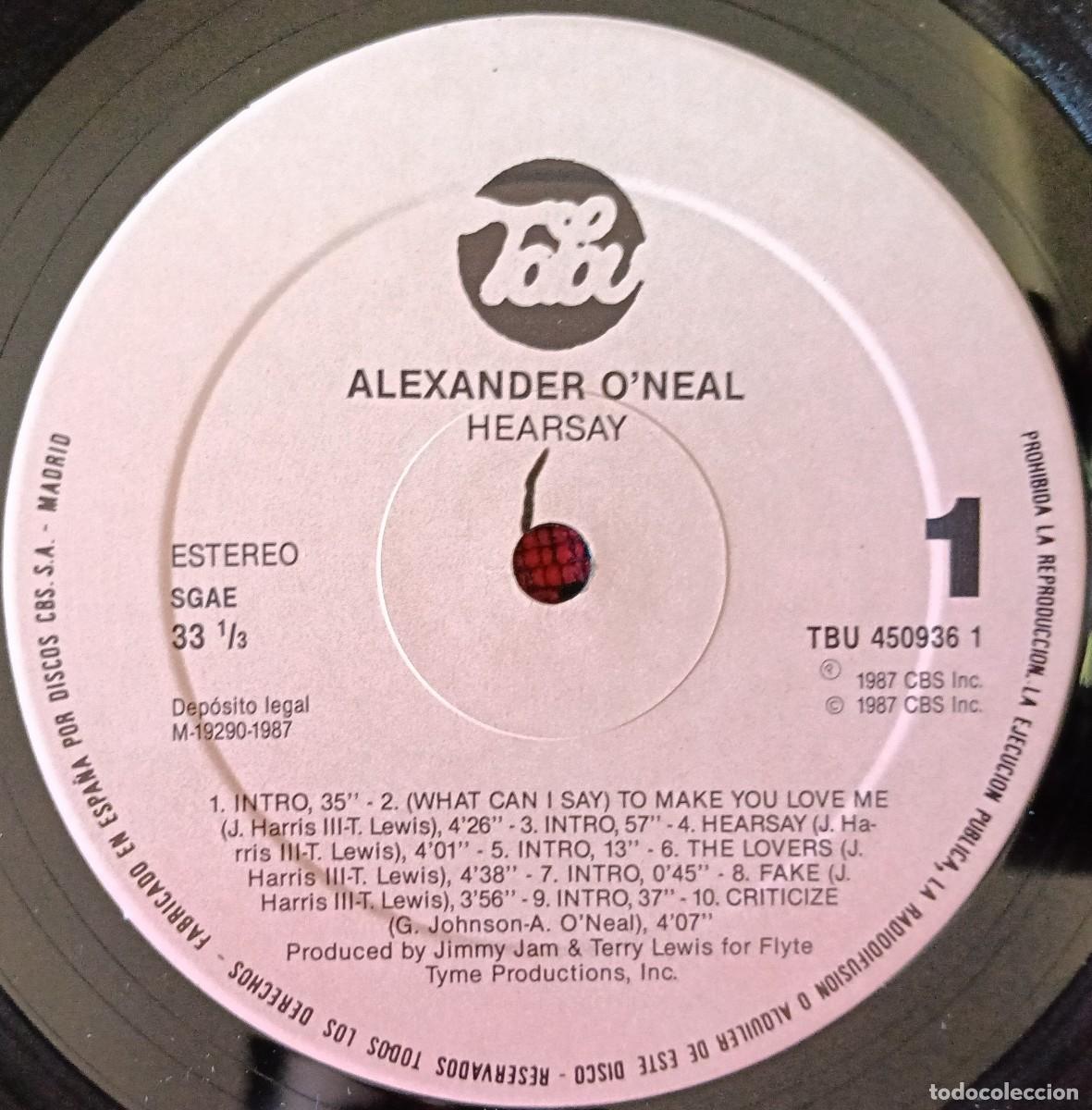 Discos de vinilo: ALEXANDER ONEAL ** Hearsay ** VINILO LP 1987 - Foto 3