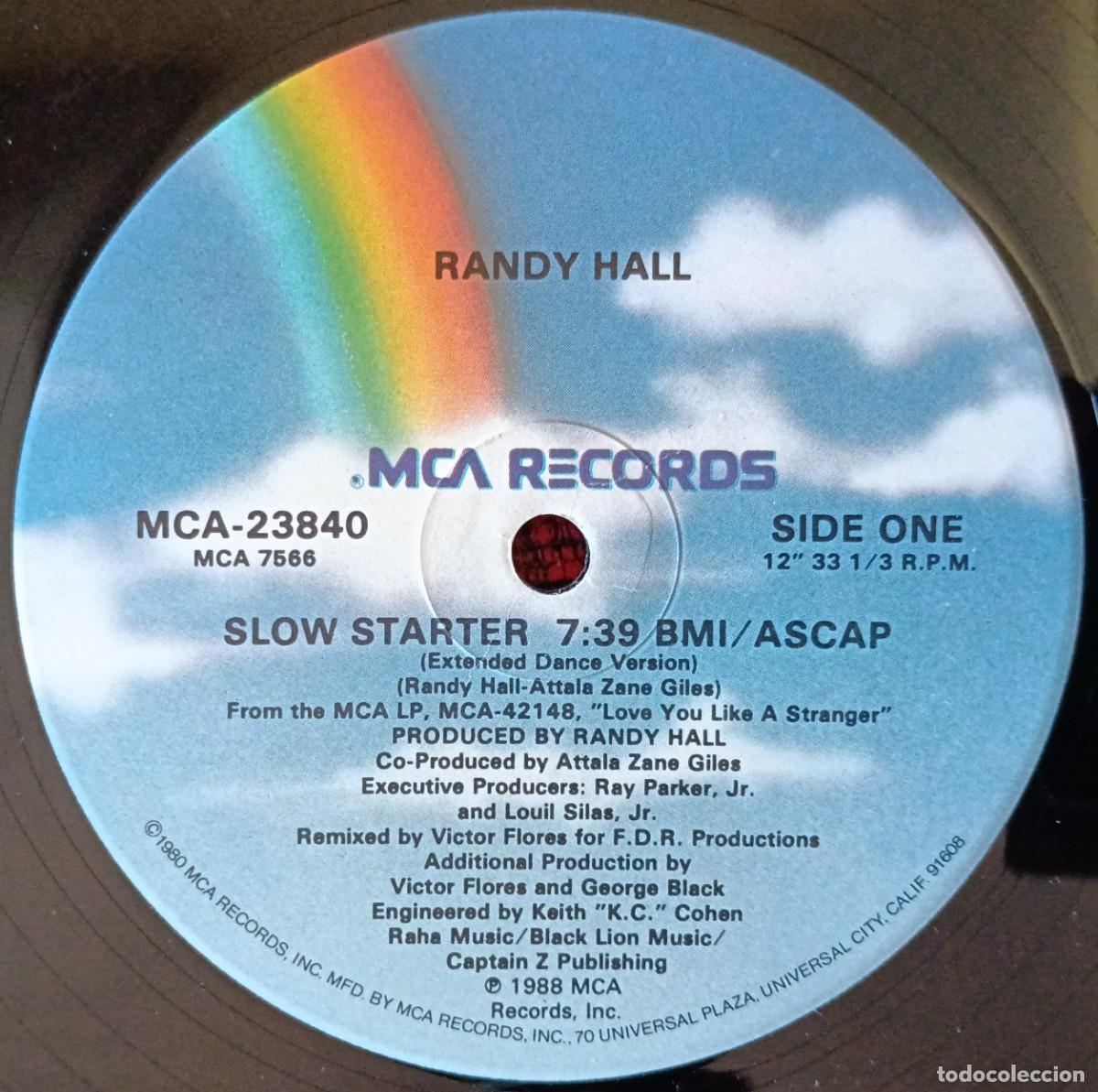 Discos de vinilo: RANDY HALL ** Slow Starter (12&rdquo; Version) ** MAXI SINGLE VINILO 1988 USA - Foto 3