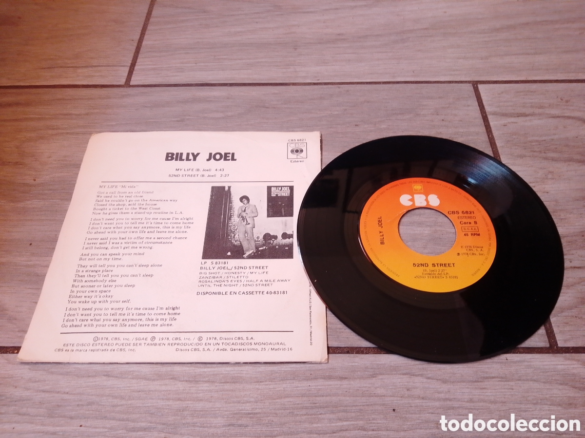 Discos de vinilo: BILLY JOEL - MY LIFE - SINGLE - SPAIN - CBS - CC - - Foto 2