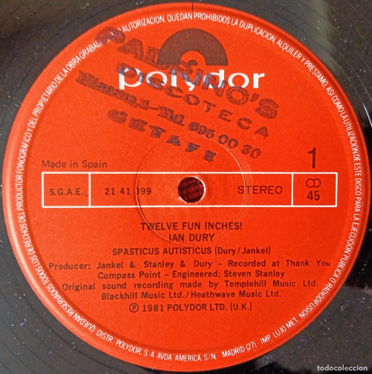 Discos de vinilo: IAN DURY ** Spasticus Autisticus ** MAXI SINGLE VINILO 1981 - Foto 3