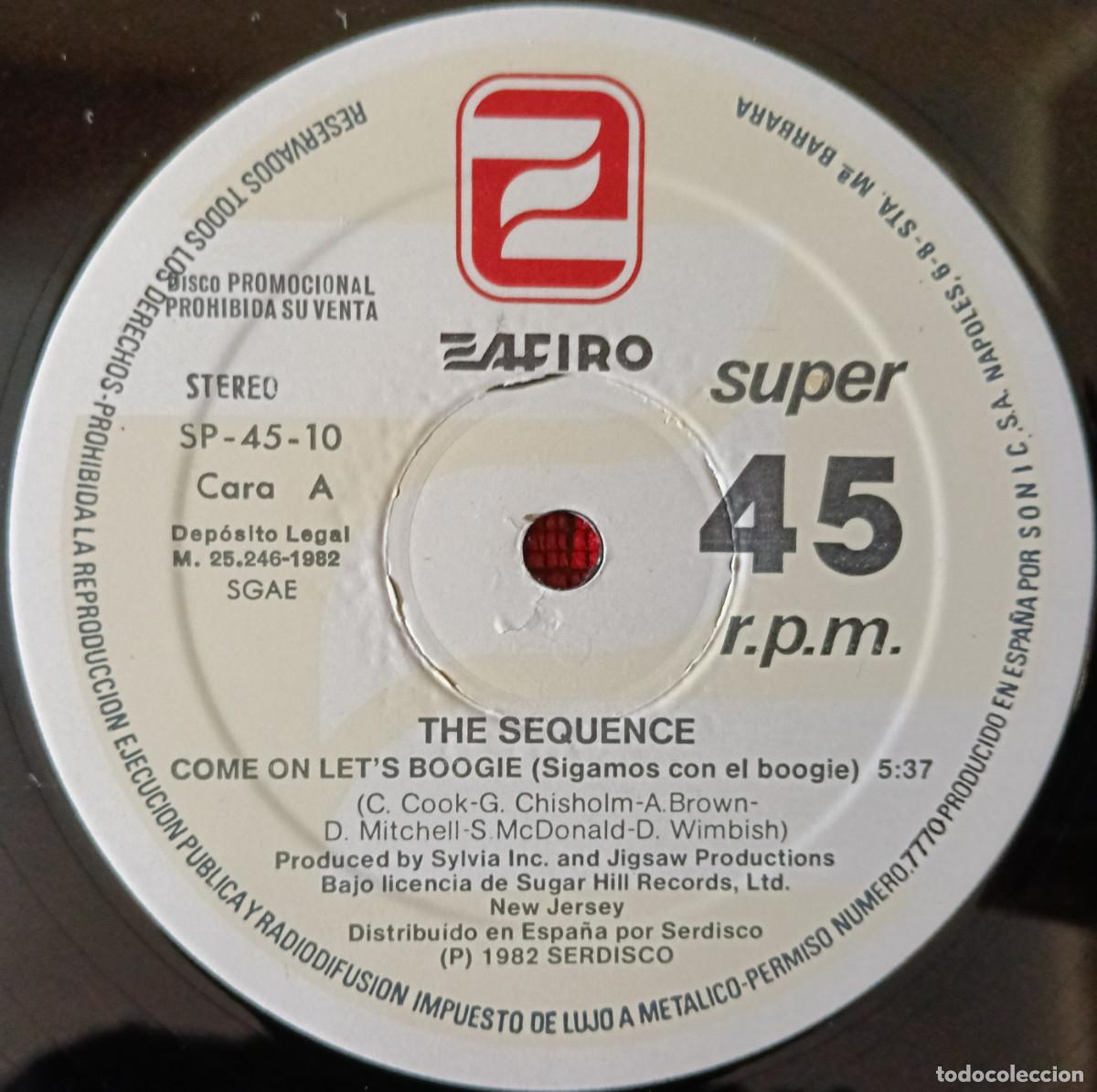 Discos de vinilo: THE SEQUENCE ** Come On Lets Boogie ** MAXI SINGLE VINILO PROMOCIONAL 1982 - Foto 3
