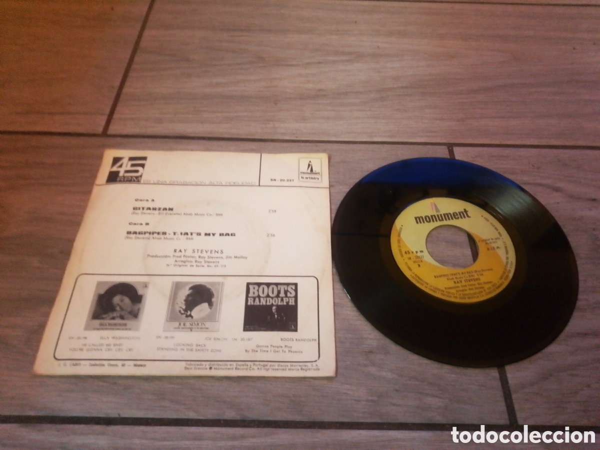 Discos de vinilo: RAY STEVENS - GITARZAN - SINGLE - SPAIN - MONUMENT - CC - - Foto 2