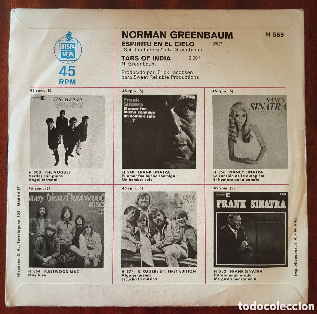 Discos de vinilo: Norman Greenbaum - Esp&iacute;ritu en el Cielo - single - Foto 2