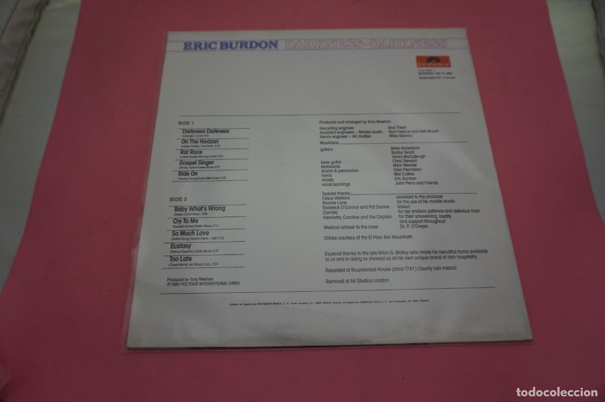 Discos de vinilo: LP- ERIC BURDON - DARKNESS-DARKNESS - EL DISCO ESTA COMO NUEVO - Foto 3