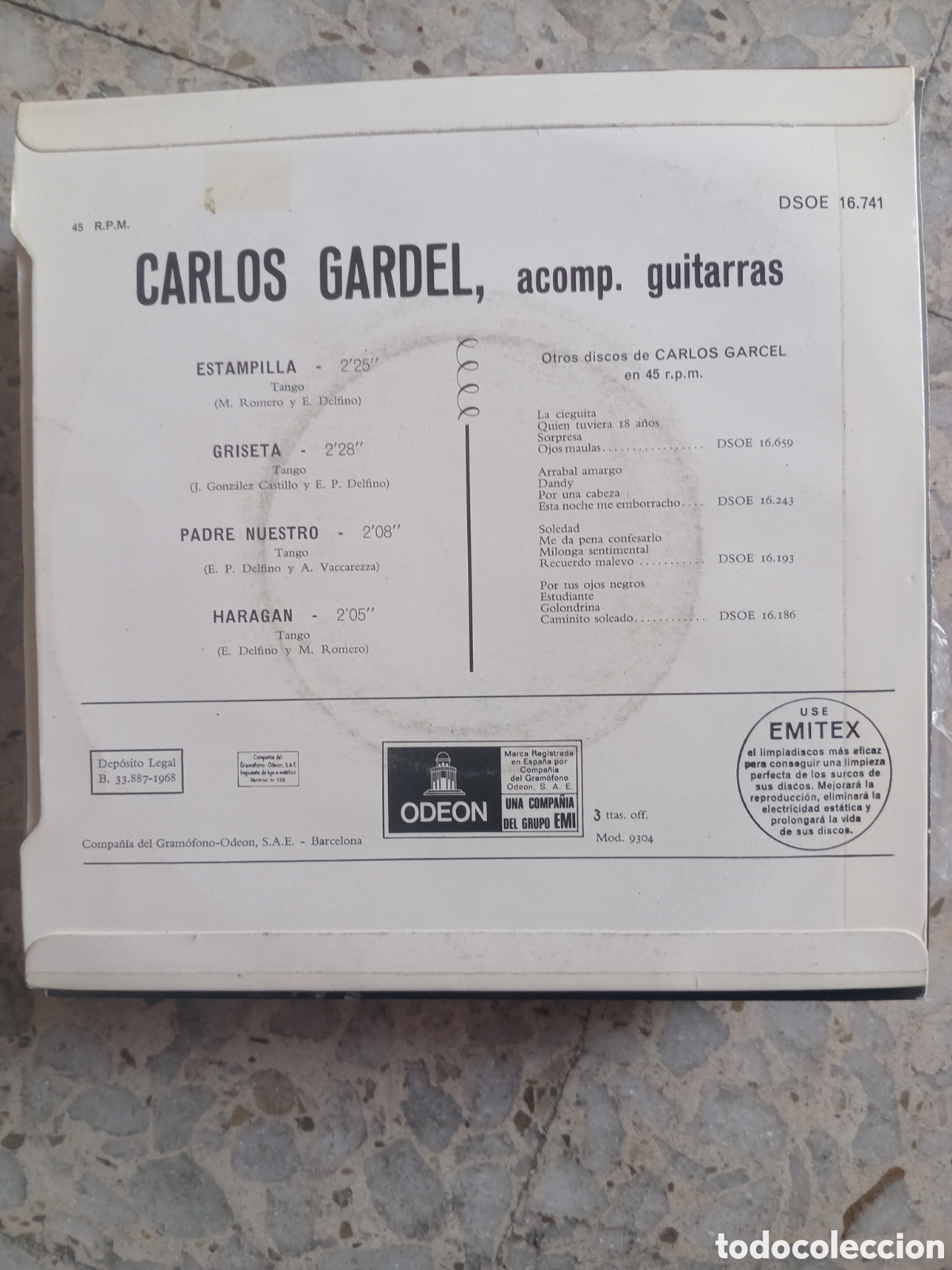 Discos de vinilo: EP CARLOS GARDEL ESTAMPILLA 1968 - Foto 2