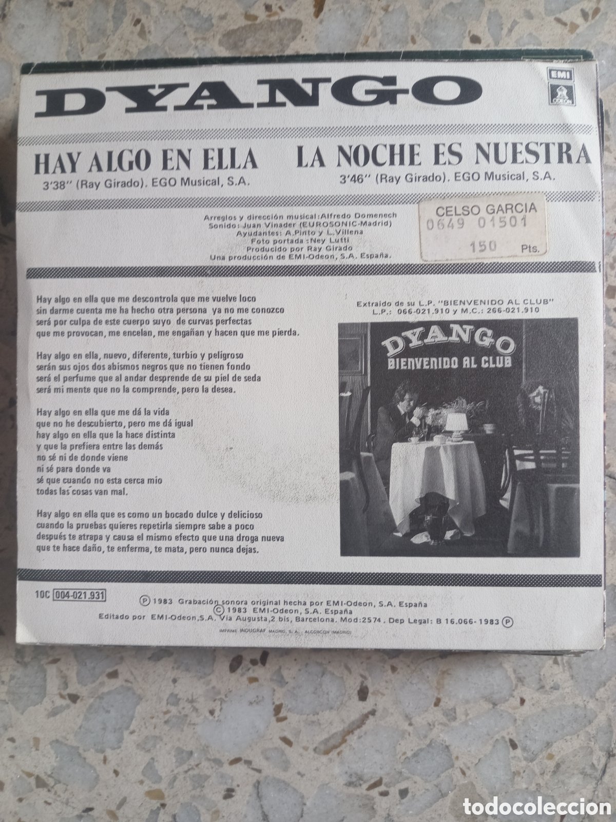 Discos de vinilo: SGL DYANGO HAY ALGO EN ELLA 1983 - Foto 2