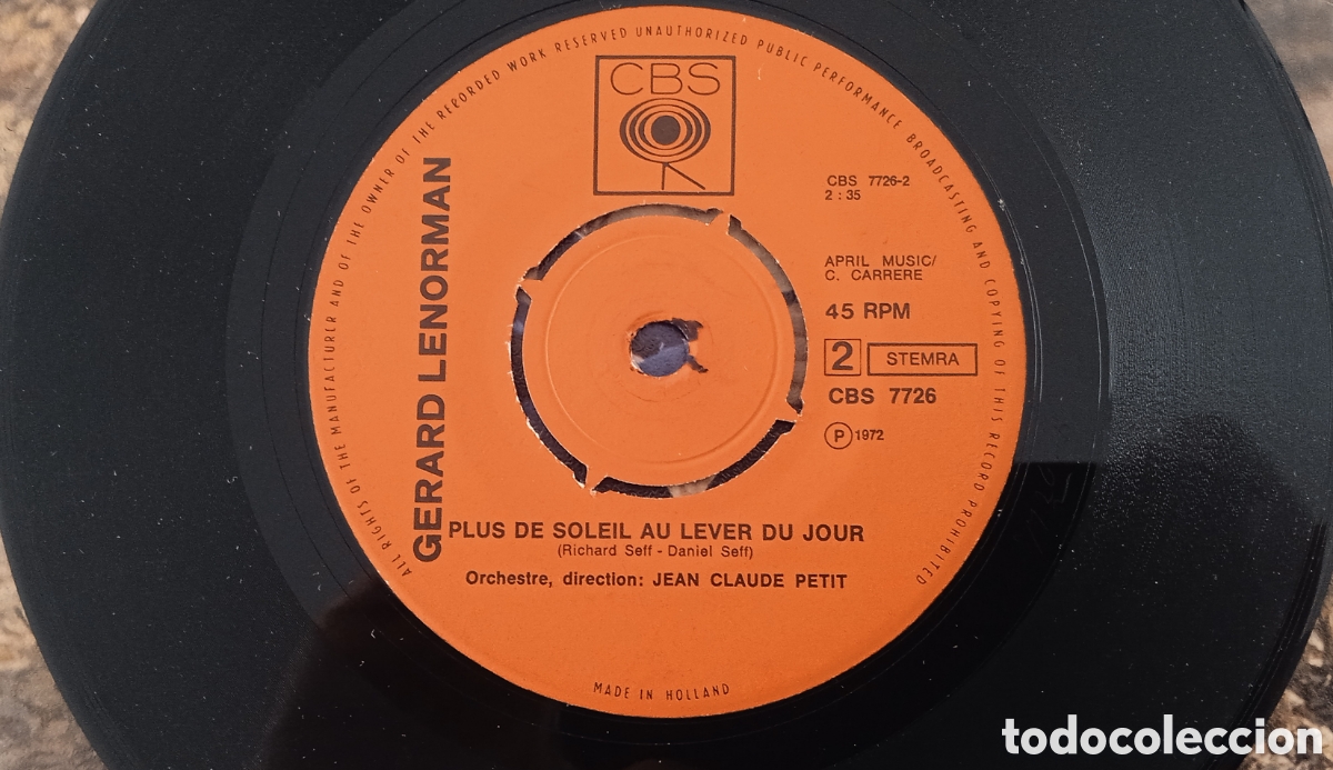Discos de vinilo: G&Eacute;RARD LENORMAN - De toi (1972) disco de vinilo single - Foto 4