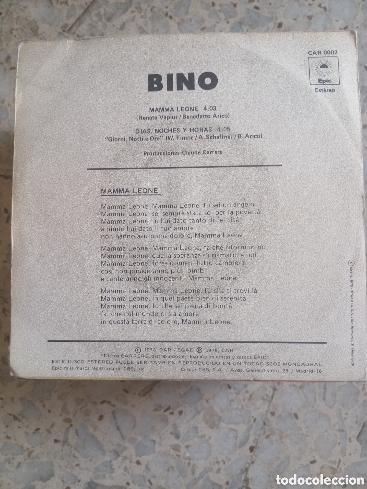 Discos de vinilo: SGL BINO MAMA LEONE 1979 - Foto 2
