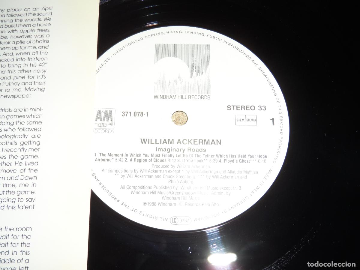 Discos de vinilo: WILLIAM ACKERMAN - IMAGINARY ROADS (GERMANY 1988) - Foto 3