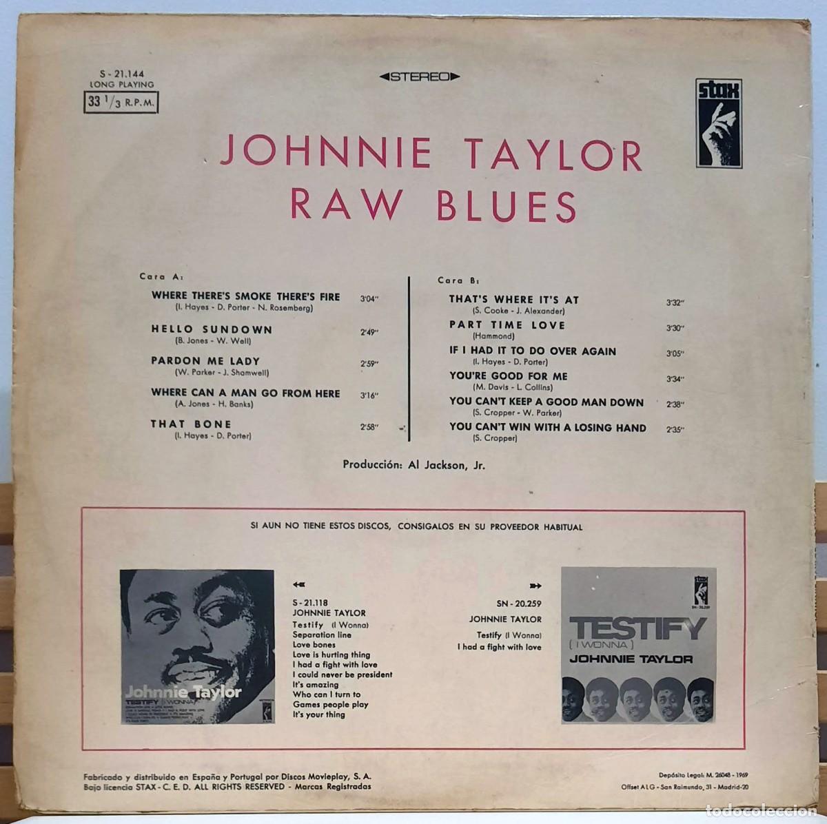 Discos de vinilo: JOHNNIE TAYLOR &middot;&middot;&middot; Raw Blues - (LP) - Foto 2