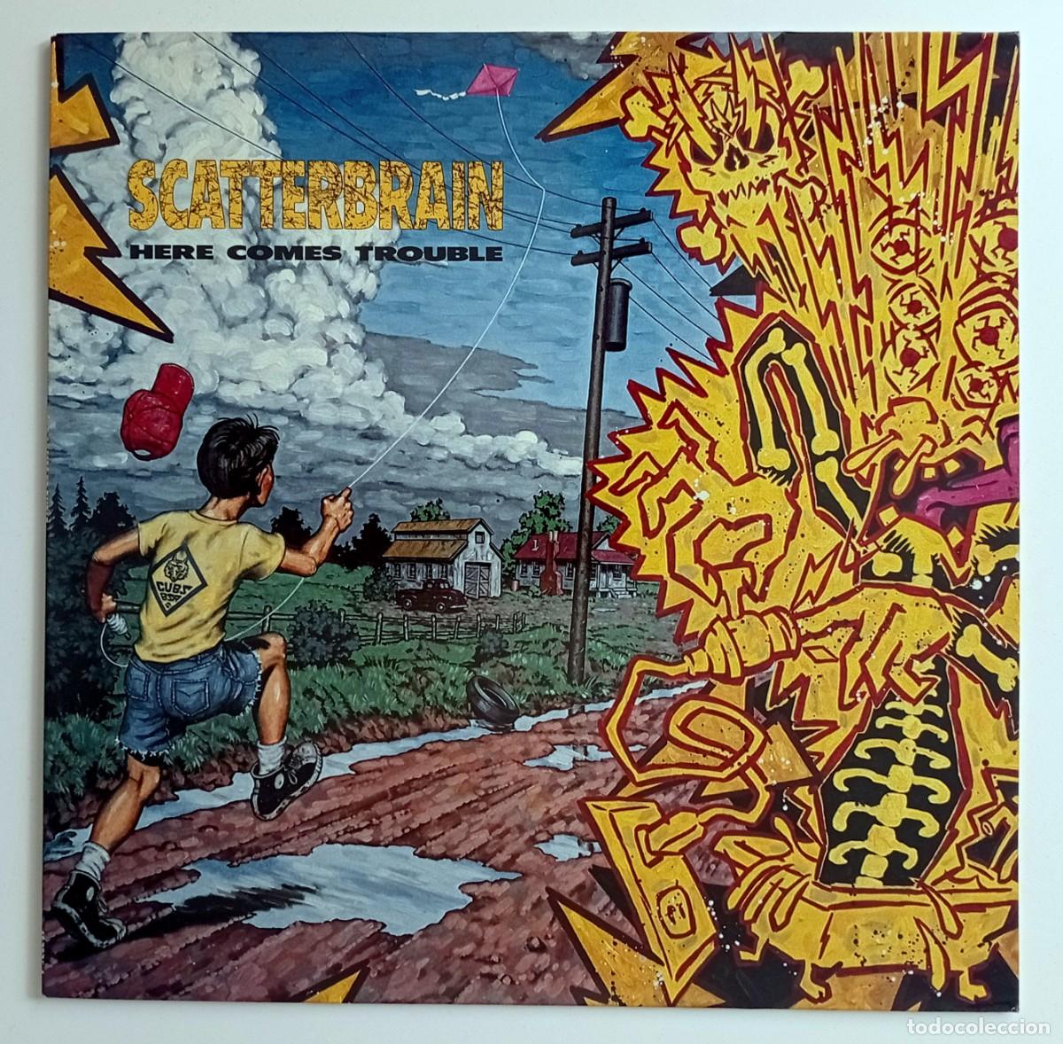 Discos de vinilo: LP SCATTERBRAIN - HERE COMES TROUBLE - Foto 1