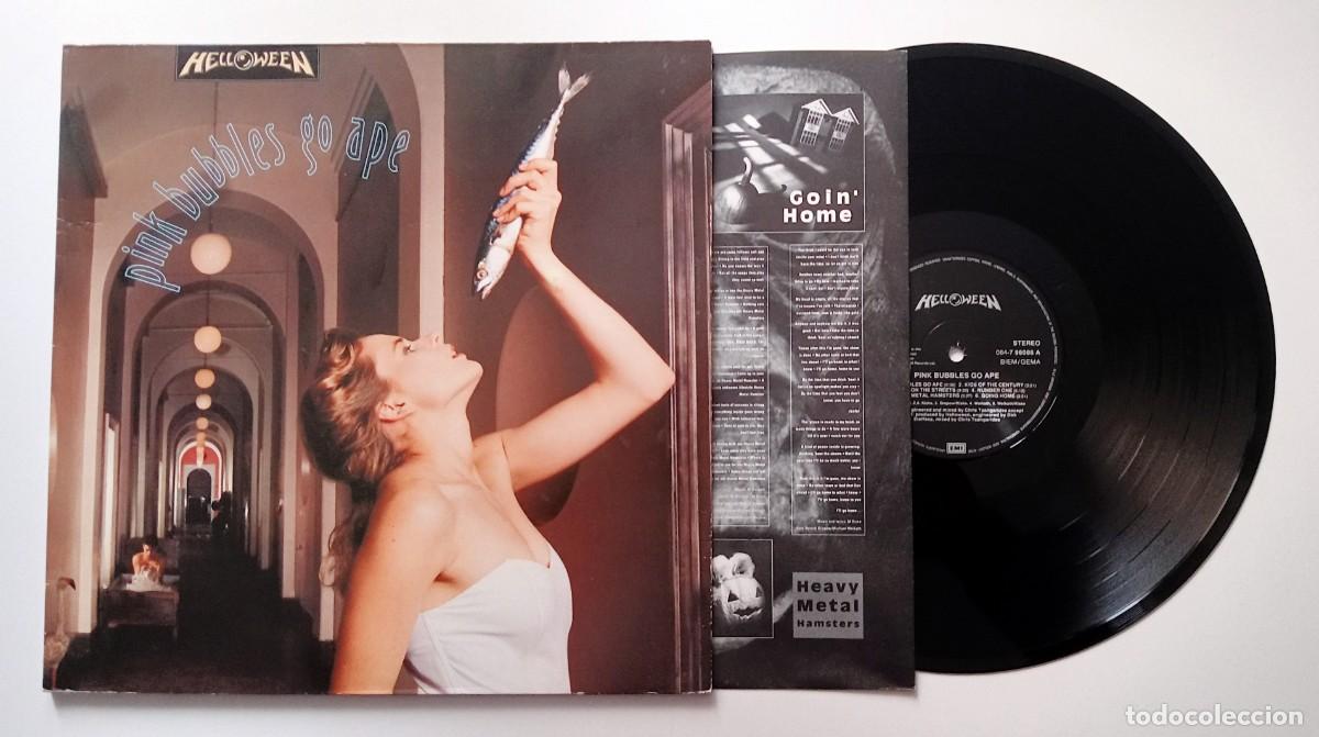 Discos de vinilo: LP HELLOWEEN - PINK BUBBLES GO APE - Foto 3