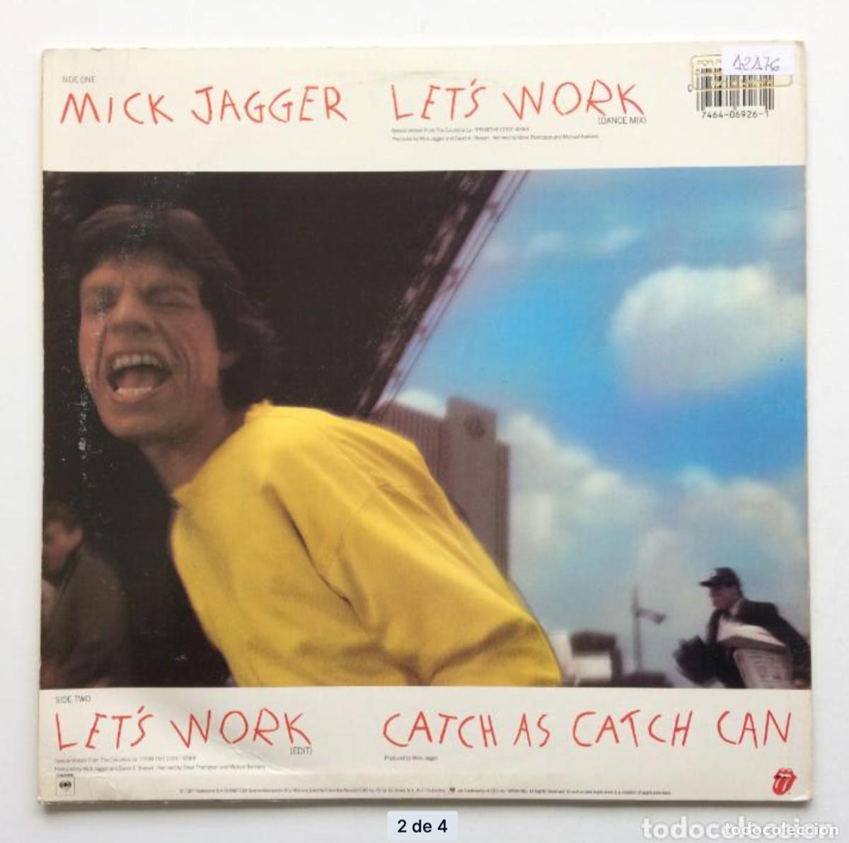 Discos de vinilo: Mick Jagger &lrm;&ndash; Lets Work, US 1987 Columbia - Foto 2