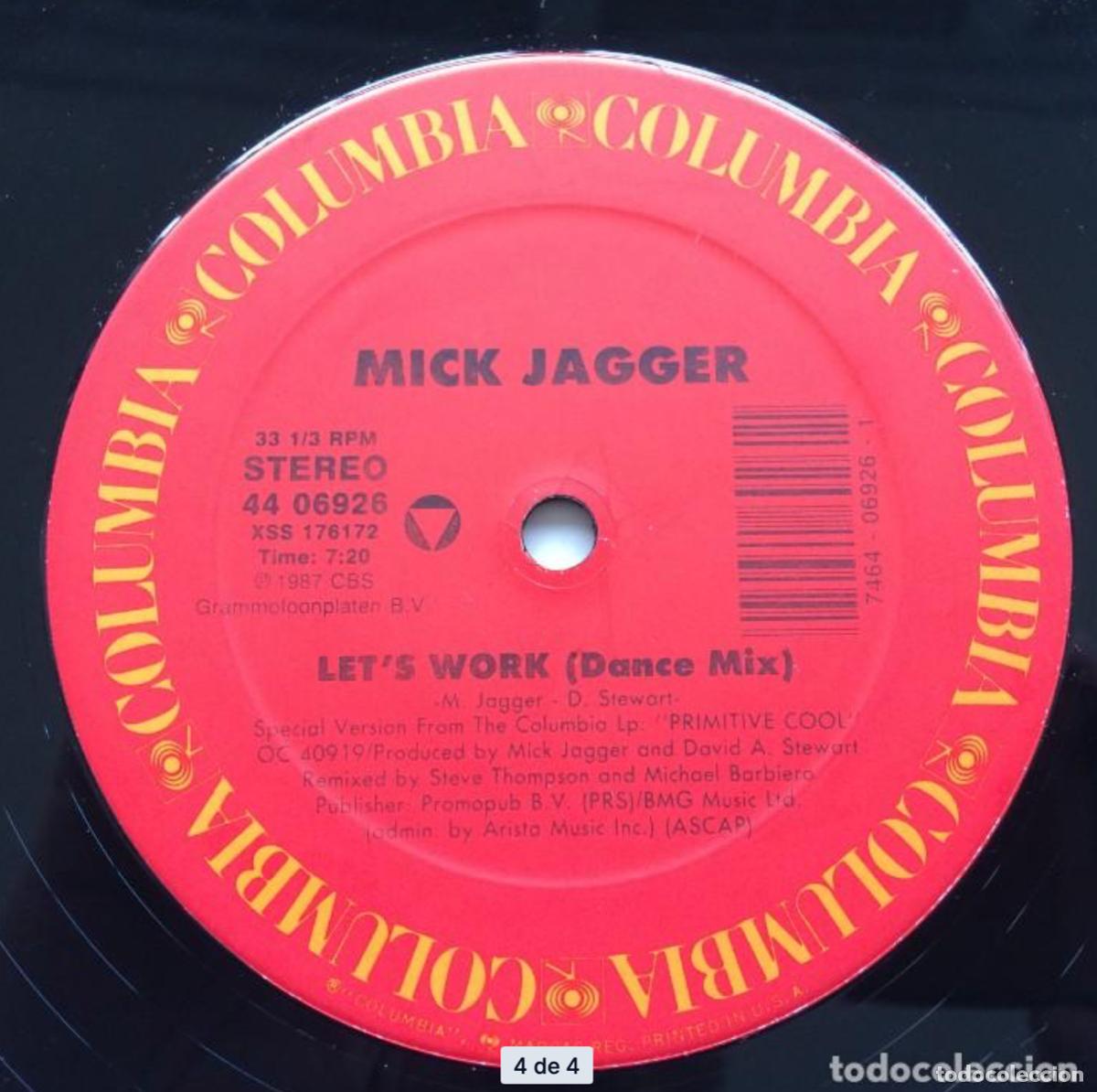 Discos de vinilo: Mick Jagger &lrm;&ndash; Lets Work, US 1987 Columbia - Foto 4