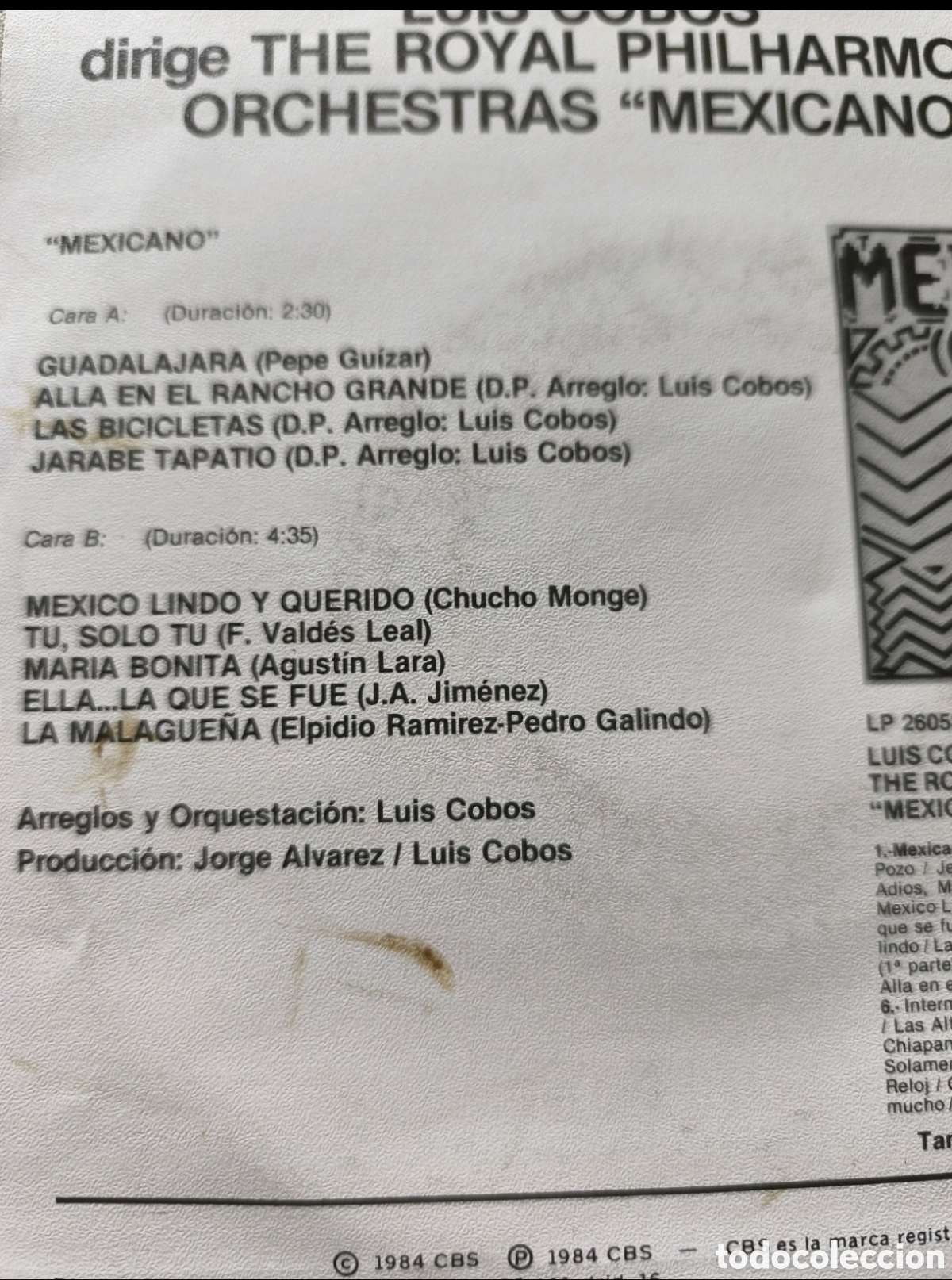 Discos de vinilo: Luis Cobos: Mexicano - Foto 2