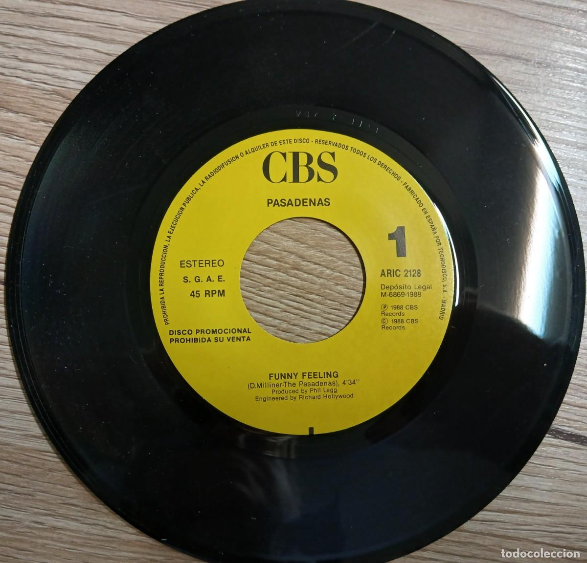 Discos de vinilo: DISCO VINILO SINGLE THE PASADENAS (FUNNY FEELING) - Foto 3