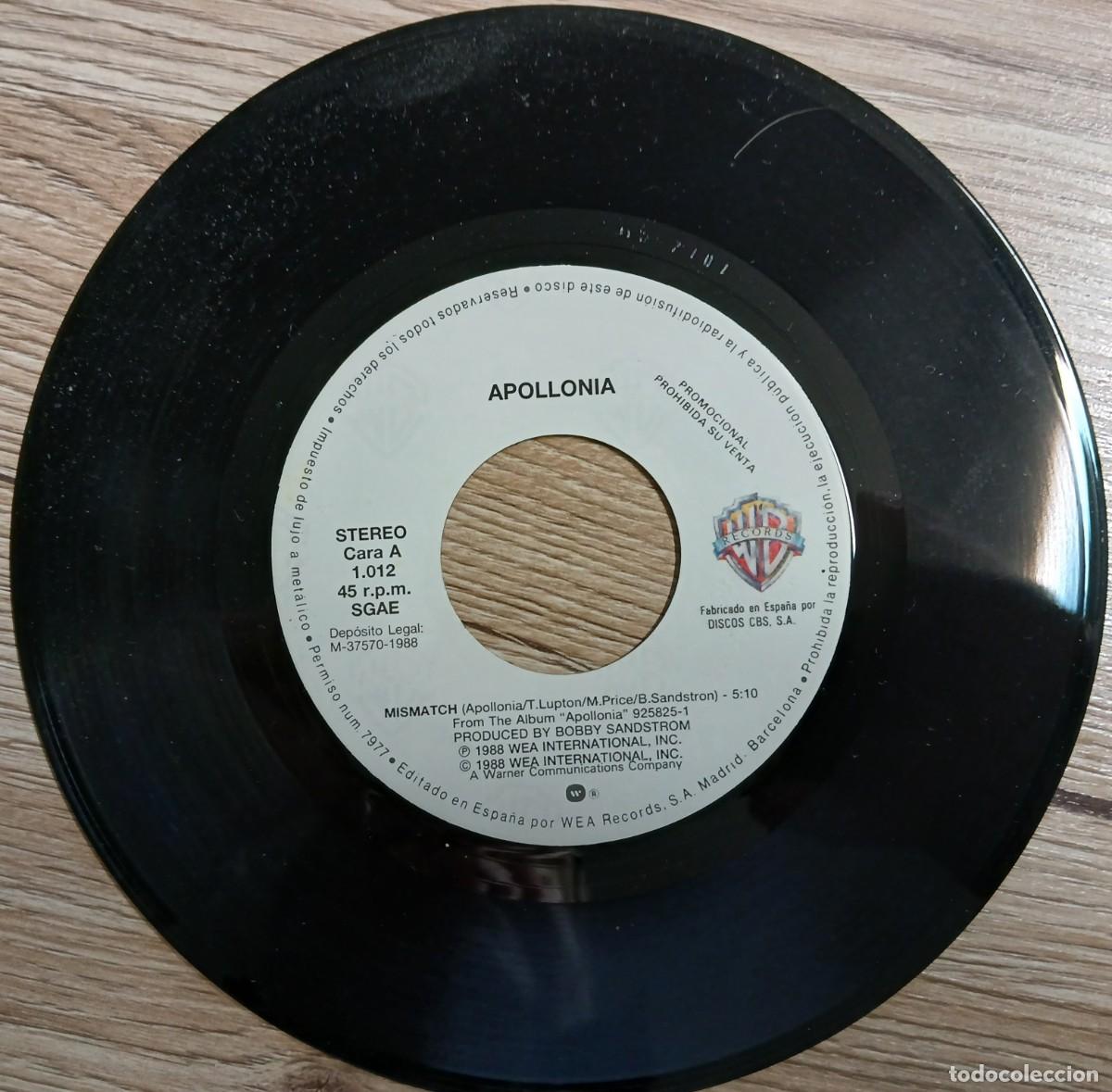 Discos de vinilo: DISCO VINILO SINGLE APOLLONIA ( MISMATCH) - Foto 3