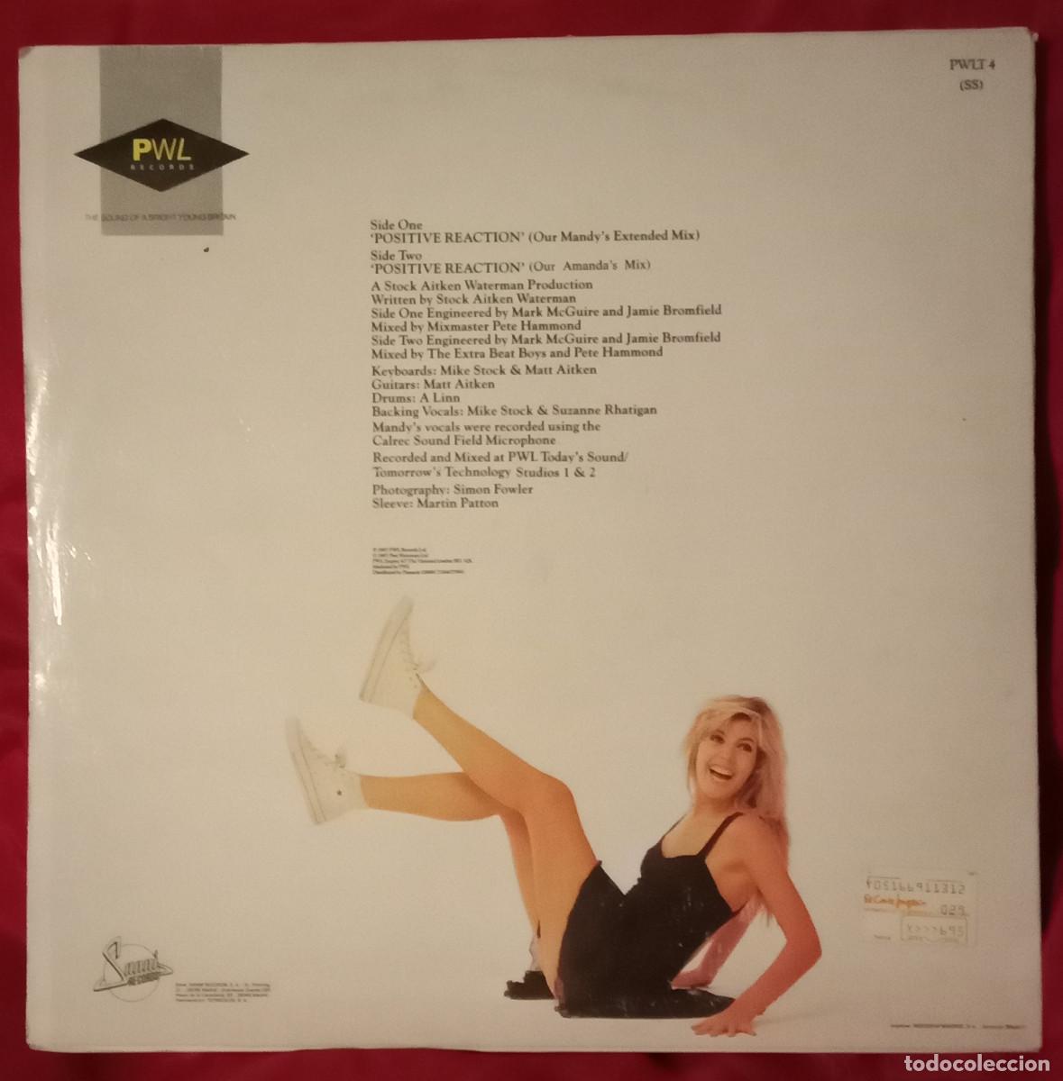 Discos de vinilo: MANDY - Positive Reaction - Edit. PWL Records. 1987 (P) - Foto 2