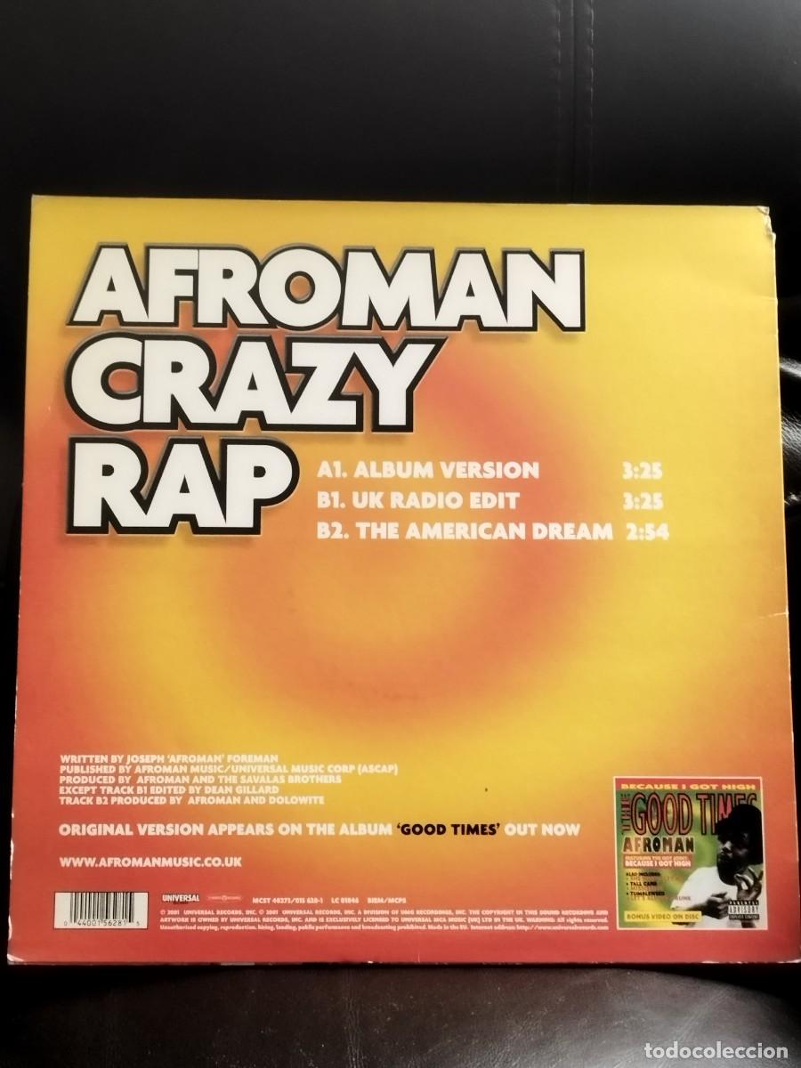 Discos de vinilo: Afroman &ndash; Crazy Rap. Maxi single. - Foto 3