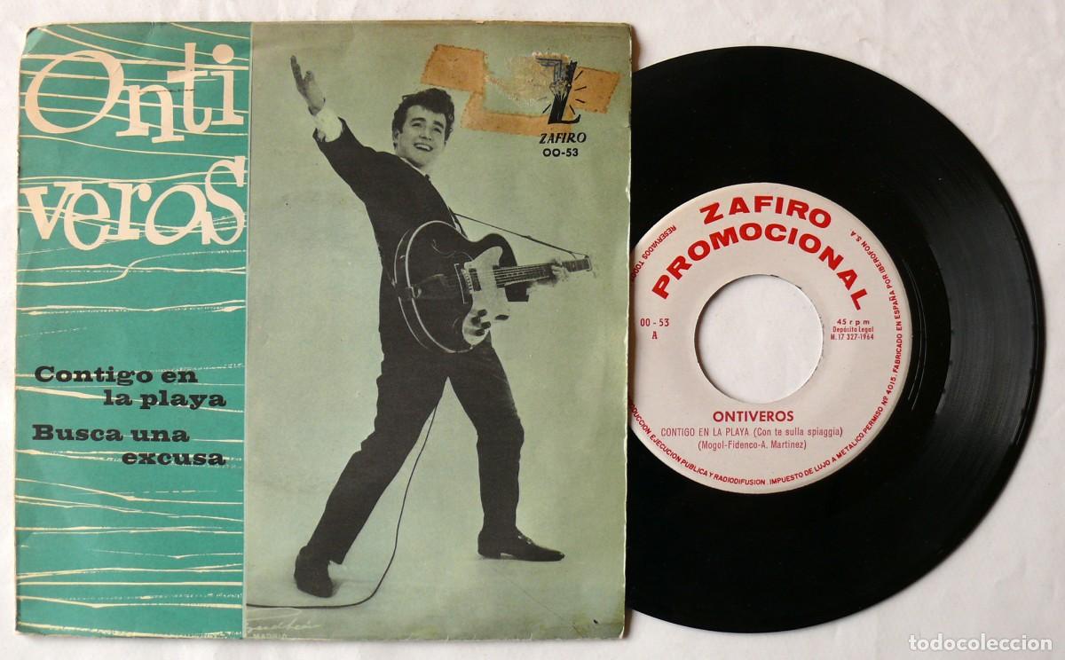 Discos de vinilo: Onti Veros - Contigo en la playa - Single - Foto 1