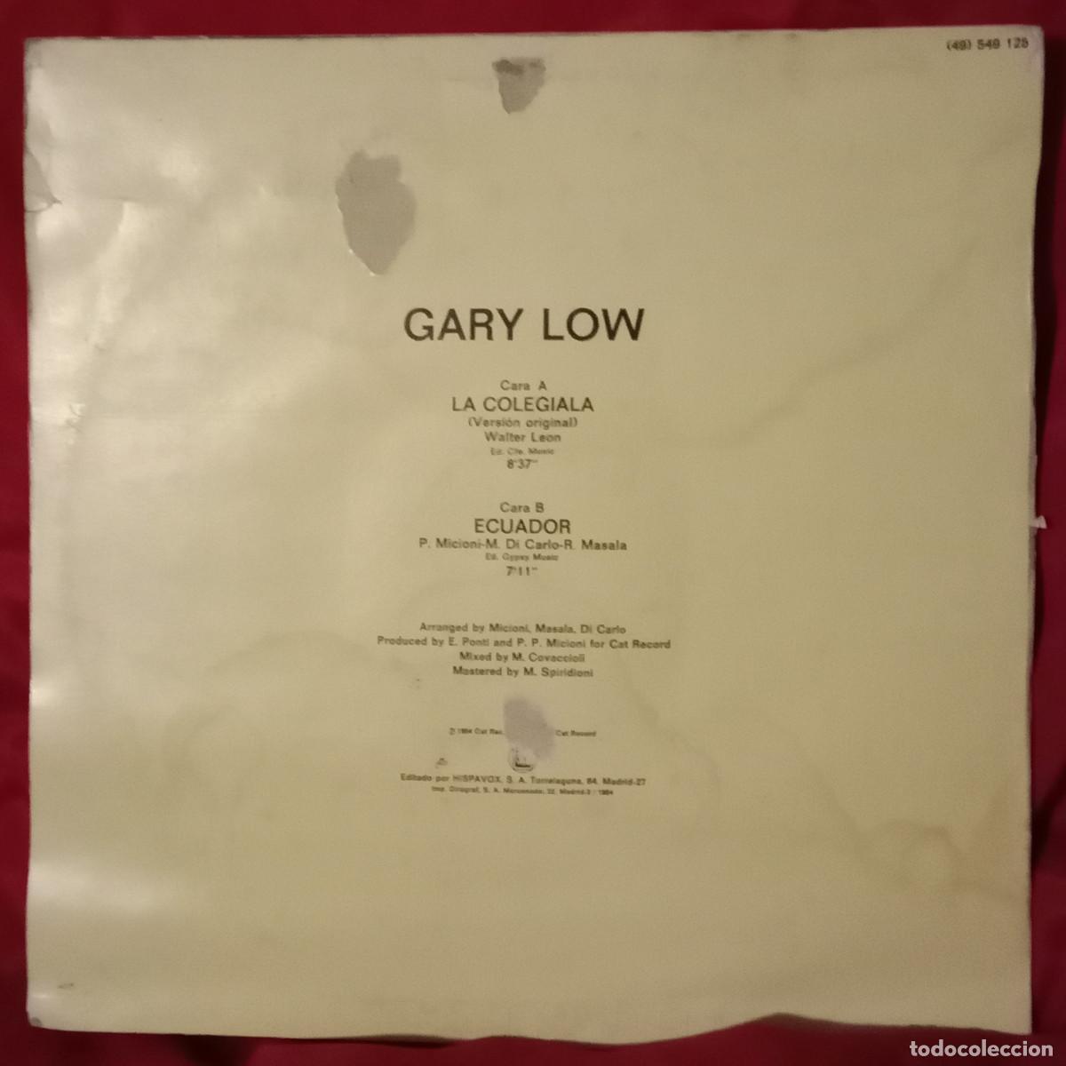 Discos de vinilo: Gary Low - La Colegiala / Ecuador - Versi&oacute;n Original - Edit. HispaVox. 1984 (P) - Foto 2