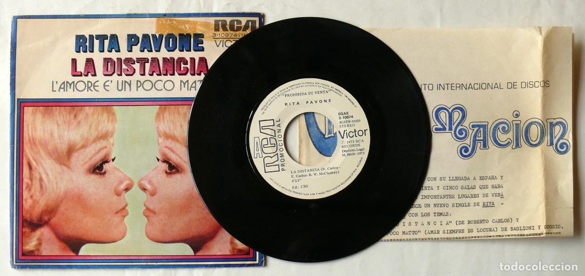Discos de vinilo: Rita Pavone - La distancia - Single - Foto 1