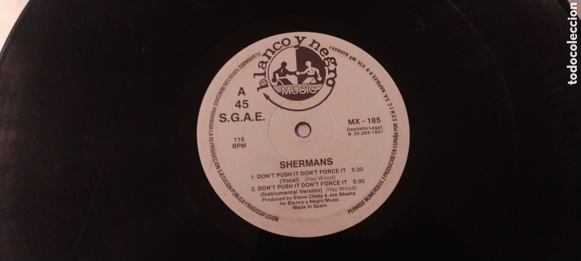Discos de vinilo: SHERMANS-DONT PUSH IT,DONT FORCE IT-MAXI-BLANCO Y NEGRO/SPAIN-IB - Foto 4
