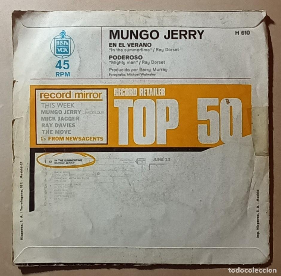 Discos de vinilo: Single - MUNGO JERRY - A: EN EL VERANO - B: PODEROSO - Foto 2