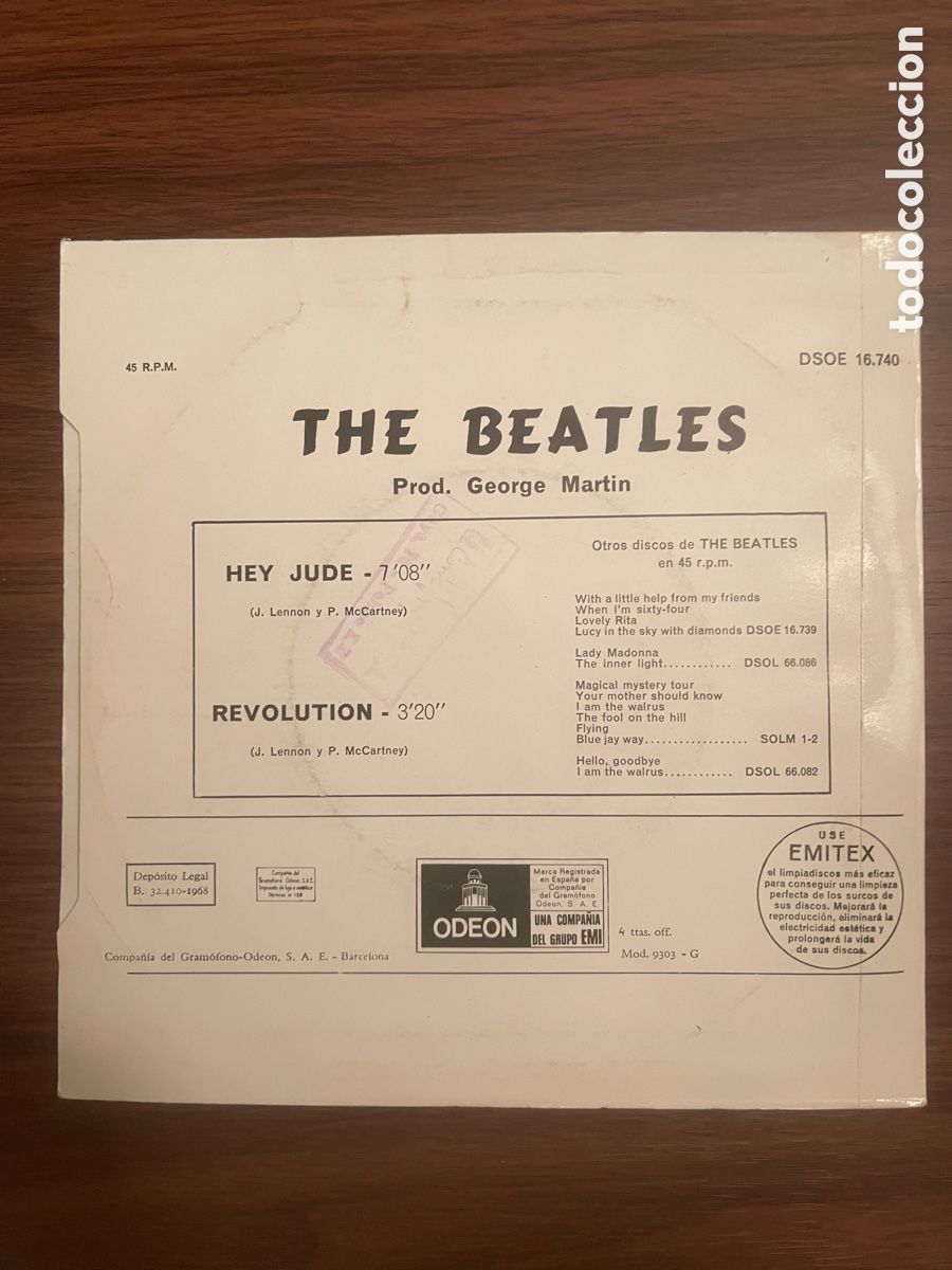 Discos de vinilo: BEATLES - REEDICION SINGLE &ldquo; HEY JUDE / REVOLUTION &ldquo; - Foto 6