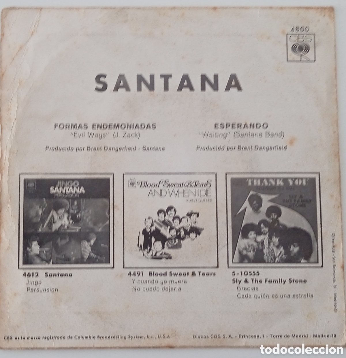Discos de vinilo: SANTANA - Evil ways (1970) disco de vinilo single - Foto 2