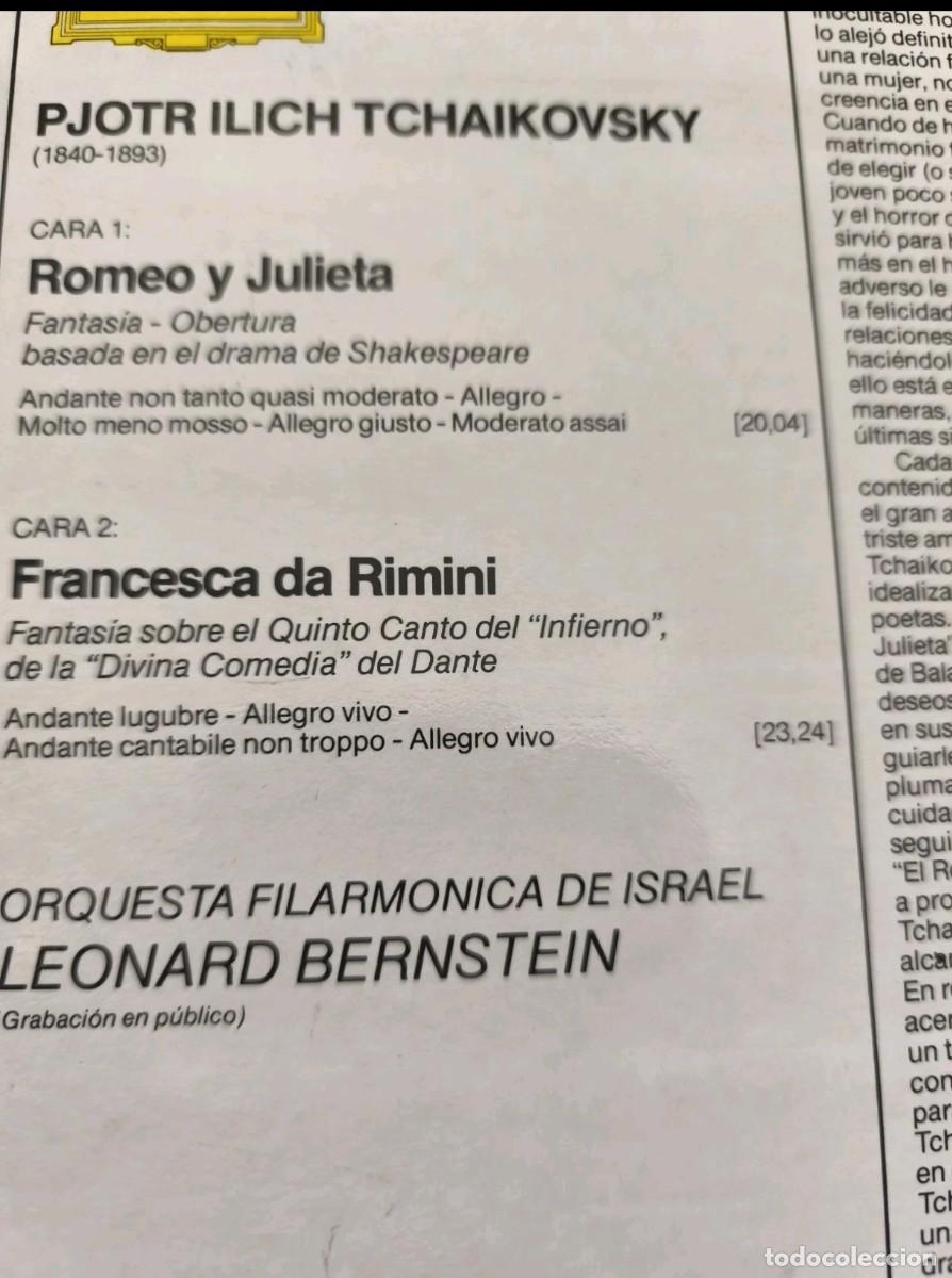 Discos de vinilo: Peter Tschaikowsky: Romeo y Julieta (Leonard Bernstein) - Foto 2