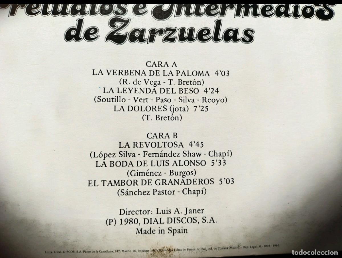 Discos de vinilo: Preludios e intermedios de Zarzuelas - Foto 2