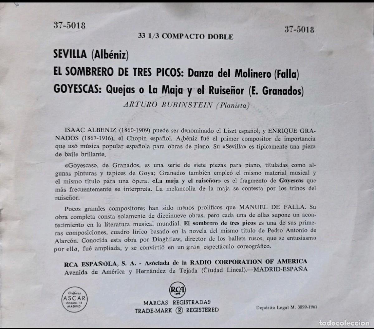 Discos de vinilo: Rubinstein (M&uacute;sica espa&ntilde;ola) - Foto 2