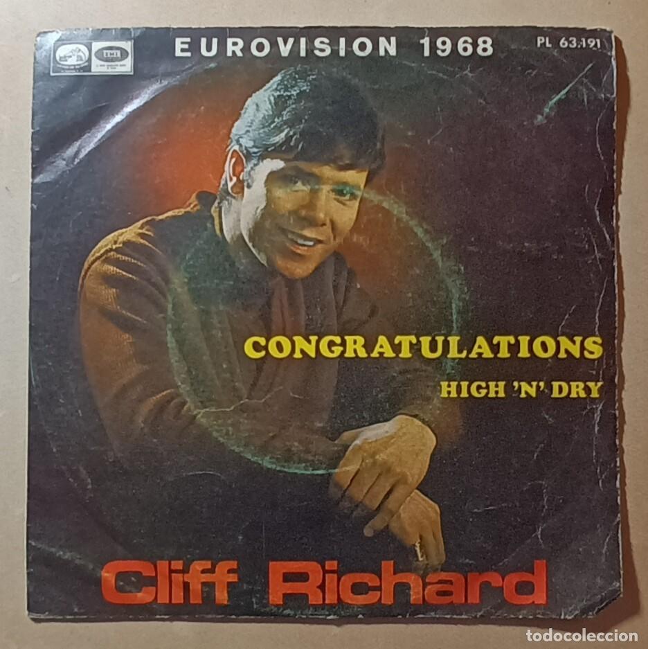 Discos de vinilo: Single - CLIFF RICHARD - A: CONGRATULATIONS - B: HIGH N DRY - Foto 1