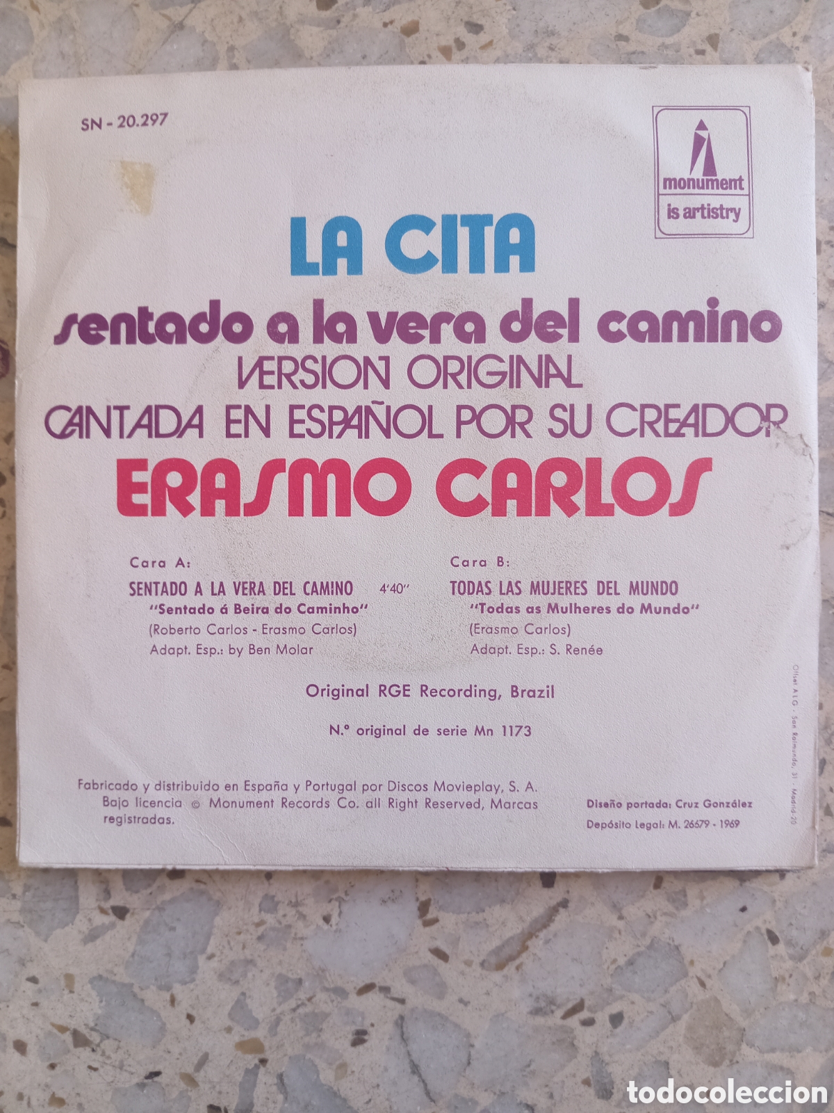 Discos de vinilo: SGL ERASMO CARLOS LA CITA 1969 - Foto 2