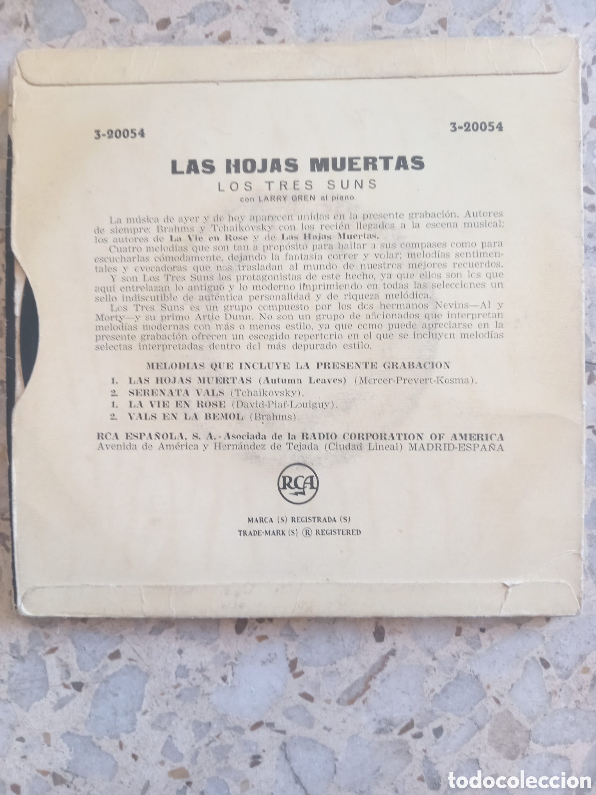 Discos de vinilo: EP LOS TRES SUNS HOJAS MUERTAS - Foto 2
