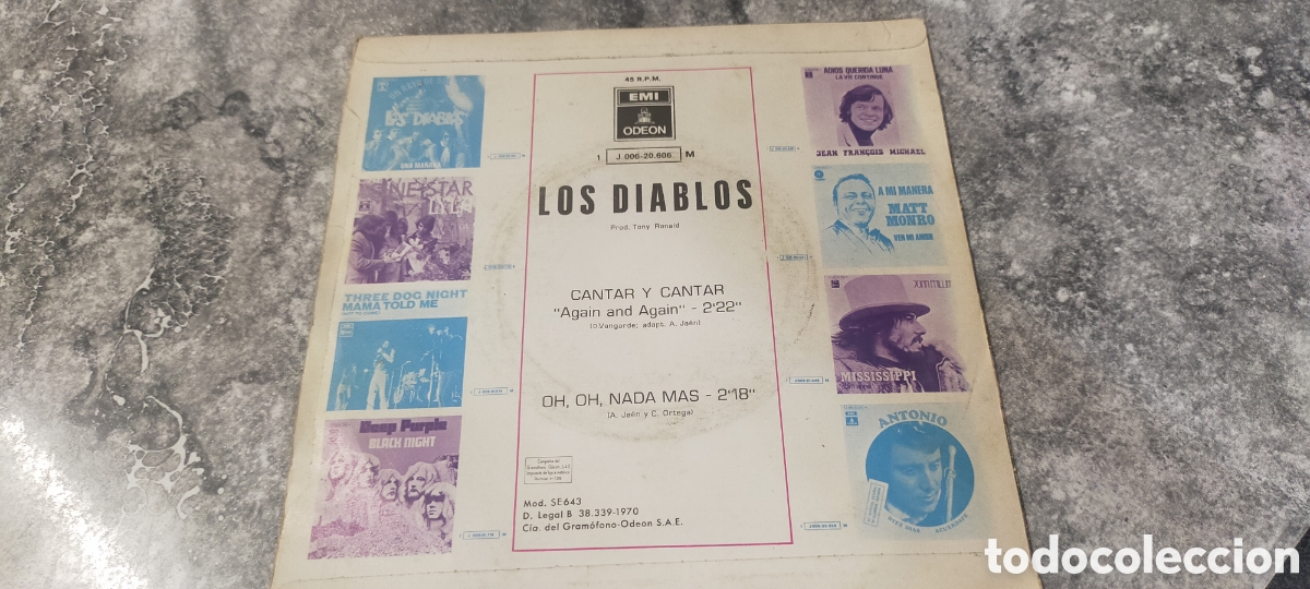 Discos de vinilo: Single Los Diablos Cantar y Cantar - Foto 2